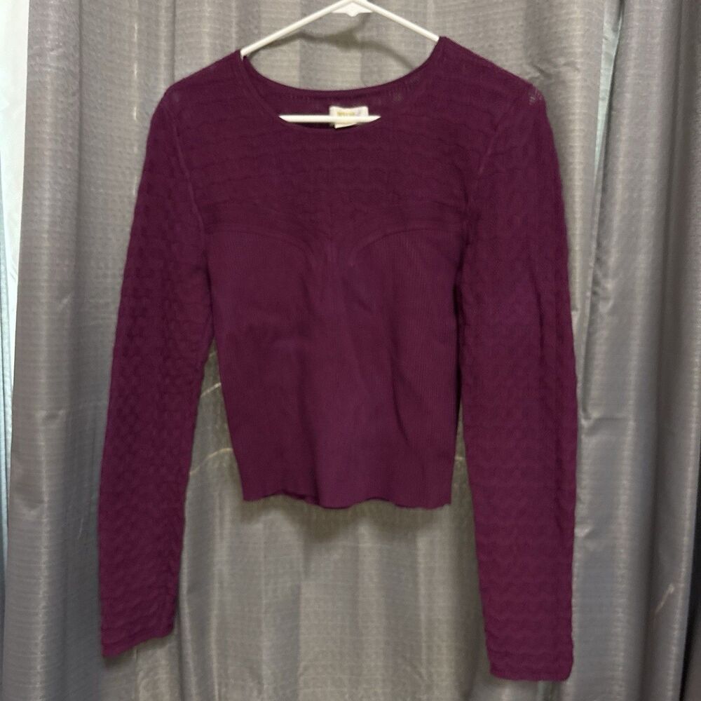 Maeve Women's Purple Solid Knit Pullover Sweater Round Neck Long Sleeve M